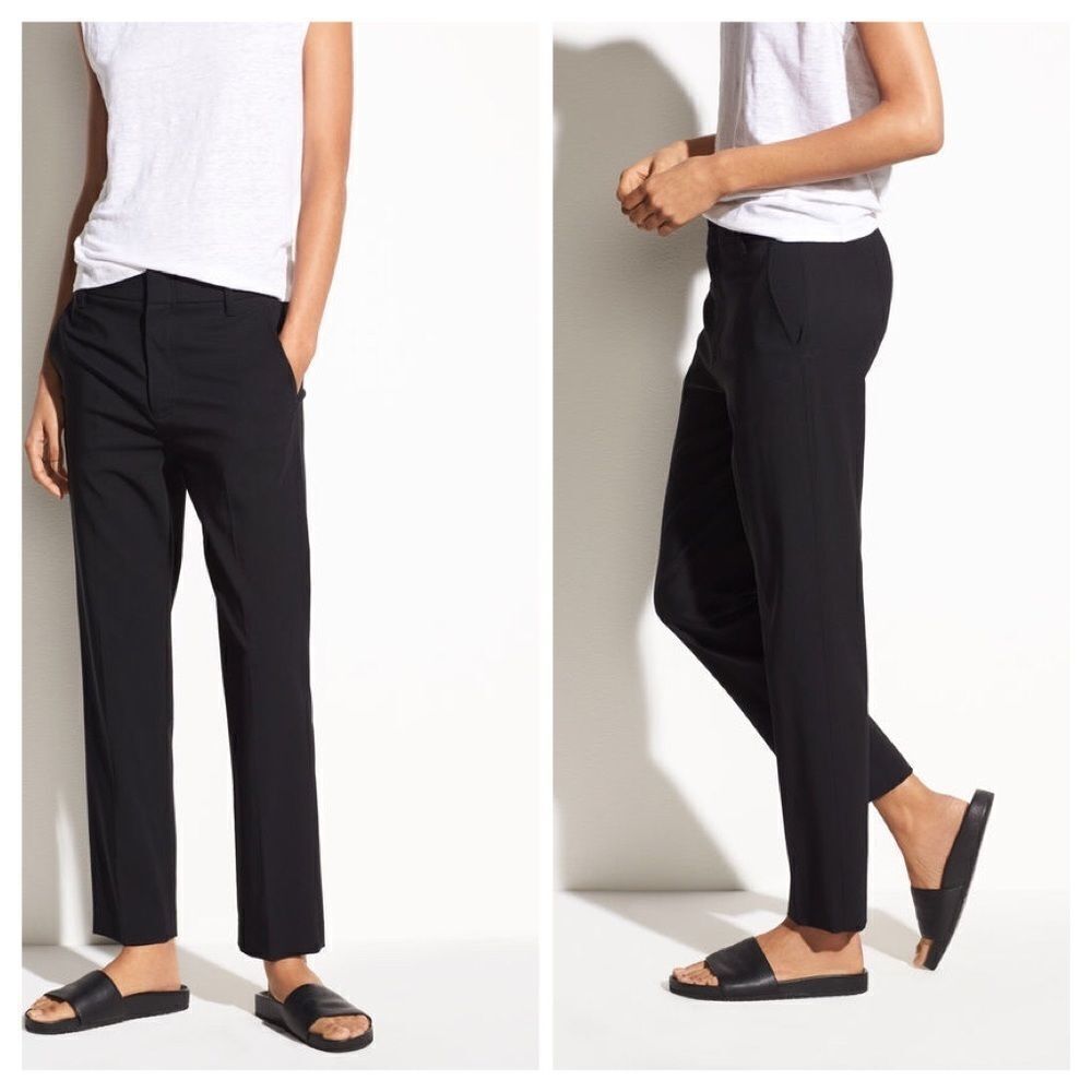Vince Tapered Ankle Black Trousers Size 12